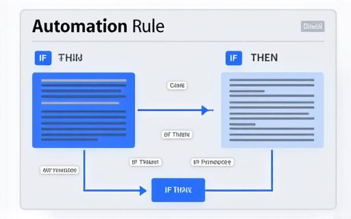 Diagram showing an automation rule being created with IF/THEN logic