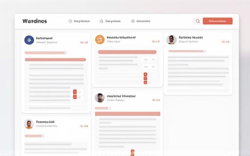 Mockup of a clean Kanban board interface showing task cards in columns