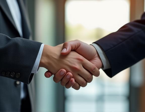 A professional handshake symbolizing successful client relations